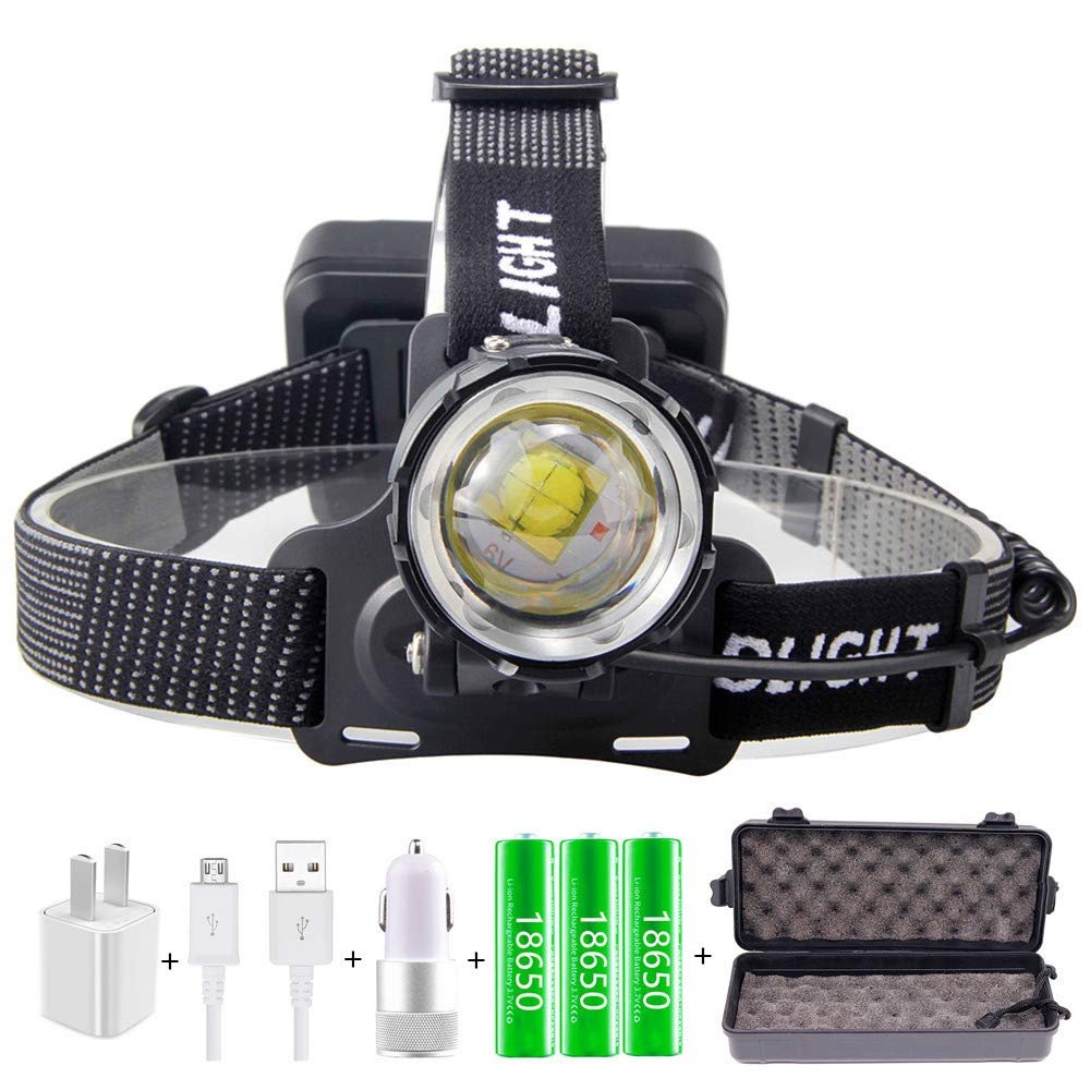 headlamp 70000lumen Xhp-70.2 Led Headlamp Fishing Camping Headlamp Zoom Head Torch with USB in/Out Flashlight Outdoor