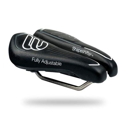 BiSaddle SRT Super Short Noseless Pain-Free Adjustable Bicycle Saddle Black with Titanium Rails Custom Fit Comfort, one Size
