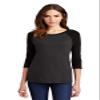District Women's Perfect Tri 3/4-Sleeve Raglan. DM136L XXL Black/ Black Frost view 1