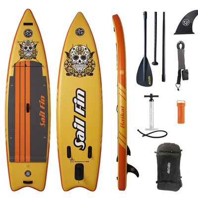 Sail Fin Baikal Inflatable Stand-Up Paddle Board Double Layer, 10' 6" Long, 32" Wide, 6" Thick - Durable and Lighweight, Includes: Dual Action Pump, Backpack, Leash and Paddle