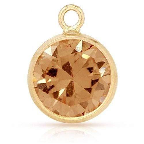 14Kt Gold Filled 6.0mm Cognac CZ Bezel Drop Charm - 2pcs (5854)/1