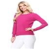 YEMAK Women's Long Sleeve Crewneck Casual Soft Knit Pullover T-Shirt Sweater MK5500-Red-L view 2