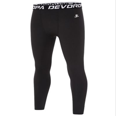 DEVOROPA Boys Leggings Quick Dry Youth Compression Pants Sports Tights Basketball Base Layer Black S