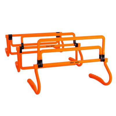 Football Flick Multi Level Mini Speed and Agility Hurdles Pack of 3 Orange Height Adjustable Multi Sports Hurdles 6 Inches, 9 Inches and 12 Inches - Light Weight Carry Bag Included.
