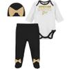 Gerber NFL New Orlean Saints 3 Pack Bodysuit Footed Pant and Cap Registry Gift Set, black/white New Orlean Saints, 0-3M view 1