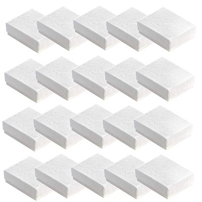 888 Display - Pack of 50 Boxes of 2 1/8" x 1 5/8" x 3/4" H White Textured Cotton Filled Jewelry Boxes