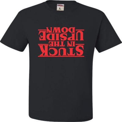 4X-Large Black Mens Stuck in The Upside Down T-Shirt