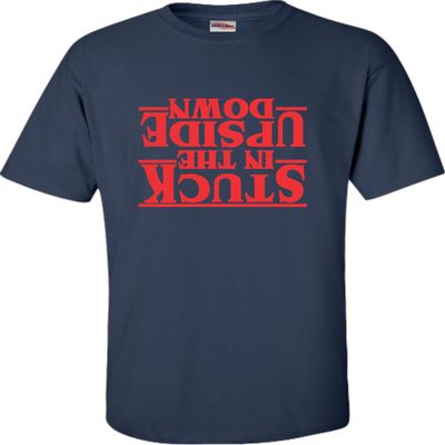 3X-Large Navy Blue Mens Stuck in The Upside Down T-Shirt