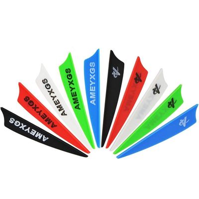 AMEYXGS 50pcs Archery Feather Fletches Plastic Arrow Vanes 2" 3" 4" Hunting Rubber Feather for DIY Hunting Arrows (Black, 2inch)
