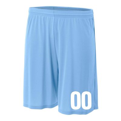 Add-On Performance Soccer Shorts with Free Numbers Youth Medium in Light Blue