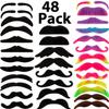 HESTYA 48 Pieces Fake Mustaches Mardi Gras Self Adhesive Novelty Fake Beard Stickers French Pirate Detective Stick on Mustache Stickers Carnival Mexican Party Supplies view 1