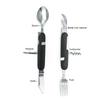 6-in-1 Multi-Function Camping Utensil Flatware Set Detachable Spoon Fork Knife Combo Mess Kit with Carrying Pouch(Black + Blue + Red) view 4
