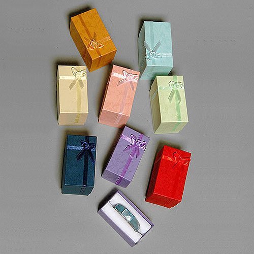 8 Piece Pack Flower Bow Tie Solid Bangle Gift Box with Rose-Bug Bow on top. 3 1/2 x 2 x 3 (89 x 51 x 76mm)