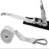 CustomTieDowns 1.5 Inch x 10 Foot Stainless Steel Ratchet Strap, Protective Pad Under Buckle, Stainless Steel Carabiner Clip with Grommet On Both Ends (not Removable). (White) view 1