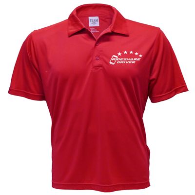 5-Star Rideshare Driver Performance Polo, Reflective Design, Moisture Wicking, Uber, Lyft, red Shirt