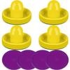 ONE250 Air Hockey Pushers and Purple Air Hockey Pucks, Goal Handles Paddles Replacement Accessories for Game Tables (4 Striker, 4 Puck Pack) (Yellow) view 1