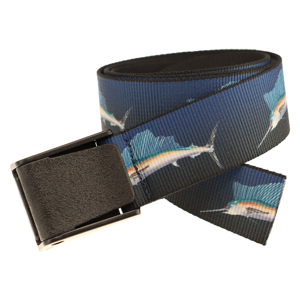 Thomas Bates Titan Outdoor Hunting Fishing Pattern Web Belt 5 Year Guarantee (Sailfish, Adult Size)