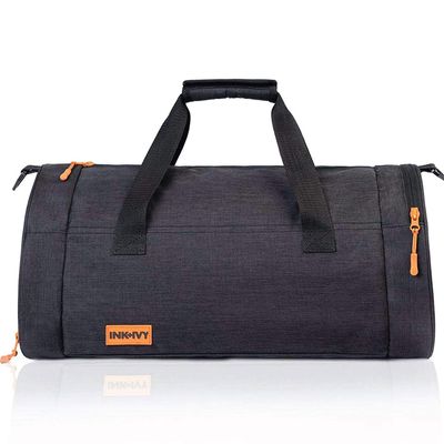 Ink+Ivy ROCK YOUR LIFE All-in-One Gym Bag  Travel Bag  Camping Bag  Superior Anti-Stench, Water Resistant, 600D Tear-Proof Polyester Protection and Separate Shoe Compartment  Black (LAF05-814)