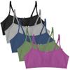 Popular Cotton Girls Training Bra - Crop Cami Training Bras for Girls w Adjustable Straps. Bra Pack 5 PK Darks 7/8