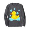 Cute Yellow Duck | Duckie Bath Toys | Rubber Ducky Long Sleeve T-Shirt view 1