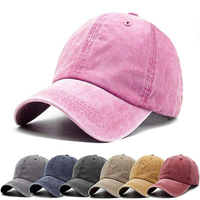Aedvoouer Men Women Baseball Cap Vintage Washed Distressed Hats Twill Plain Adjustable Dad-Hat,BC-Pink