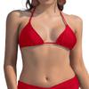 SHEKINI Women's Triangle Bikini Top Padded Halter Swimsuit Top Tie String Bathing Suit Top (Rose Red - Top Only, XSmall) view 1