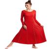 MYRISAM Adults Women Seamed Praise Robe Worship Dance Dress Long Sleeve Gold Metallic Liturgical Full Length Dancewear Red XL view 1