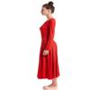 MYRISAM Adults Women Seamed Praise Robe Worship Dance Dress Long Sleeve Gold Metallic Liturgical Full Length Dancewear Red XL view 3