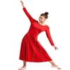 MYRISAM Adults Women Seamed Praise Robe Worship Dance Dress Long Sleeve Gold Metallic Liturgical Full Length Dancewear Red XL view 4