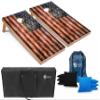 Tailgating Pros Rustic American Flag Cornhole Boards w/Bean Bags - 4'x2' Distressed Flag Cornhole Game w/Carrying Case & Corn Hole Bags view 1