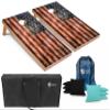 Tailgating Pros Rustic American Flag Cornhole Boards w/Bean Bags - 4'x2' Distressed Flag Cornhole Game w/Carrying Case & Corn Hole Bags view 1