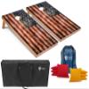 Tailgating Pros Rustic American Flag Cornhole Boards w/Bean Bags - 4'x2' Distressed Flag Cornhole Game w/Carrying Case & Corn Hole Bags view 1