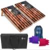 Tailgating Pros Rustic American Flag Cornhole Boards w/Bean Bags - 4'x2' Distressed Flag Cornhole Game w/Carrying Case & Corn Hole Bags view 1