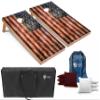 Tailgating Pros Rustic American Flag Cornhole Boards w/Bean Bags - 4'x2' Distressed Flag Cornhole Game w/Carrying Case & Corn Hole Bags view 1