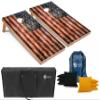 Tailgating Pros Rustic American Flag Cornhole Boards w/Bean Bags - 4'x2' Distressed Flag Cornhole Game w/Carrying Case & Corn Hole Bags view 1