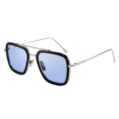 FEISEDY Retro Square Pilot Sunglasses Iron Man Tony Stark Sunglasses Trendy Downeyer Gradient Lens B2510