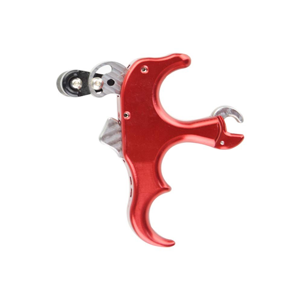 SHARROW Archery 3 Finger Release Thumb Trigger Automatic Compound Bow Release Aids Bow Aluminum Alloy Archery Thumb Trigger (red)
