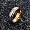 NUNCAD 6mm 14K Gold-Plated Tungsten Rings for Men Women Two-Tone Silver-Plated Polished Finish Wedding Bands Step Edges Size 11.5 view 3