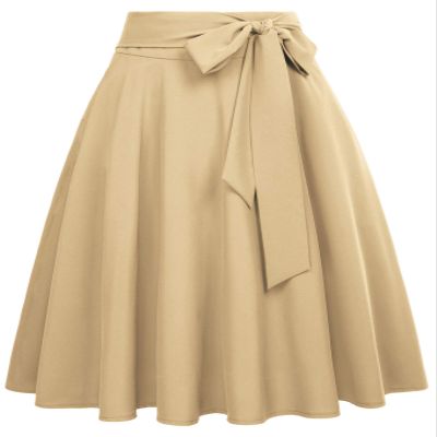 Ladies Aline Street Skirts High Waisted Swing Skirt Khaki Skirt with Pockets, M