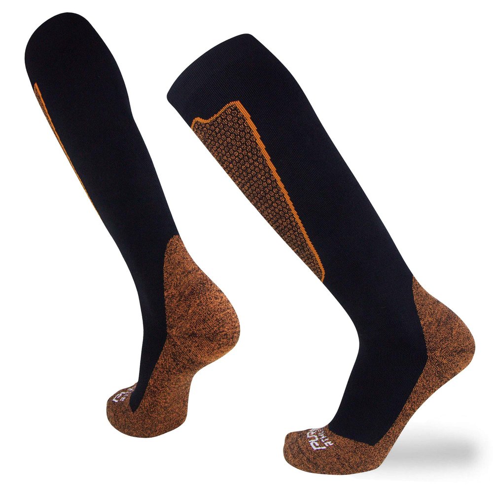 Pure Athlete Copper Compression Ski Socks Warm Merino Wool, Over the Calf Men, Women (1 Pair - Black, X-Large)
