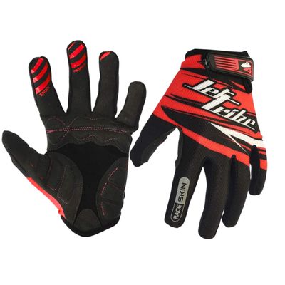 Jettribe Race Skin PWC Recreation Gloves - Silicone Throttle Grip for Non-Slip Handling and Durable Woven Lycra Men Women Youth - 4-Way Stretch with Quick Drying - Red (X-Large)