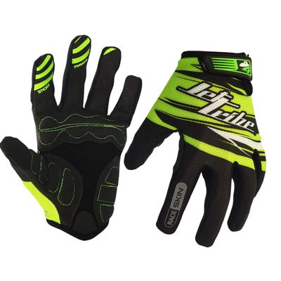 Jettribe Race Skin PWC Recreation Gloves - Silicone Throttle Grip for Non-Slip Handling and Durable Woven Lycra Men Women Youth - 4-Way Stretch with Quick Drying - Green (Small)