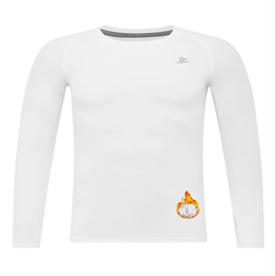 DEVOROPA Youth Boys Compression Thermal Shirt Long Sleeve Kids Fleece Baselayer Soccer Baseball Undershirt White M