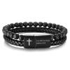MEALGUET Men's Cross Bracelet for Men : Inspirational Bible Verse Leather Wristband Bracelets Christian Catholic Religious Jewelry Christmas Gifts Ideas for Man,I am with you Always,Medium view 1