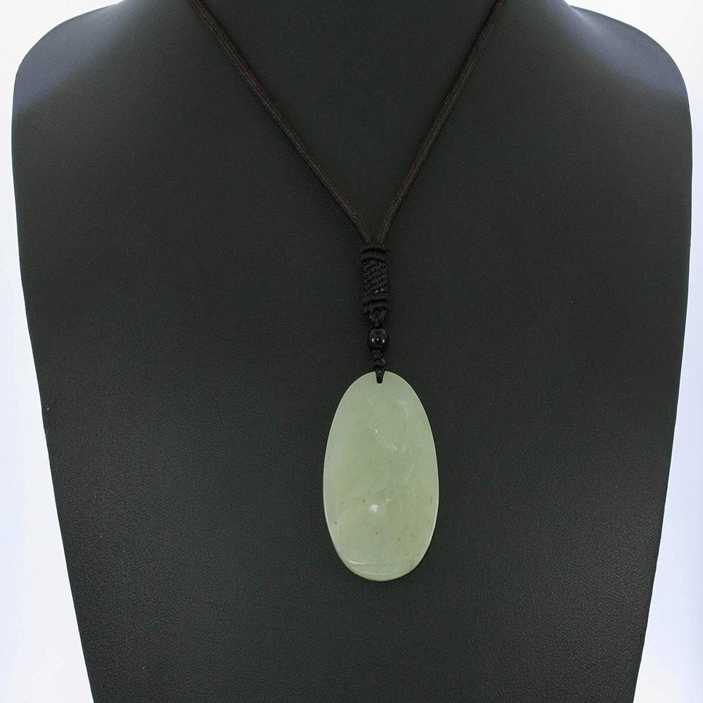 1.8" China Certified Nature Hetian Nephrite Jade Blessing Kwan-yin Hand Carved Necklace Pendant 4984