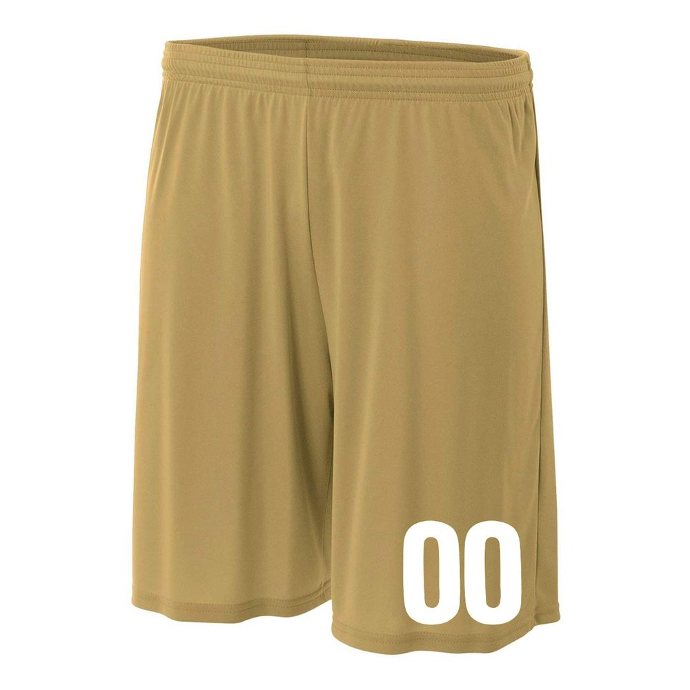 Add-On Performance Soccer Shorts with Free Numbers Adult 2X-Large in Vegas Gold