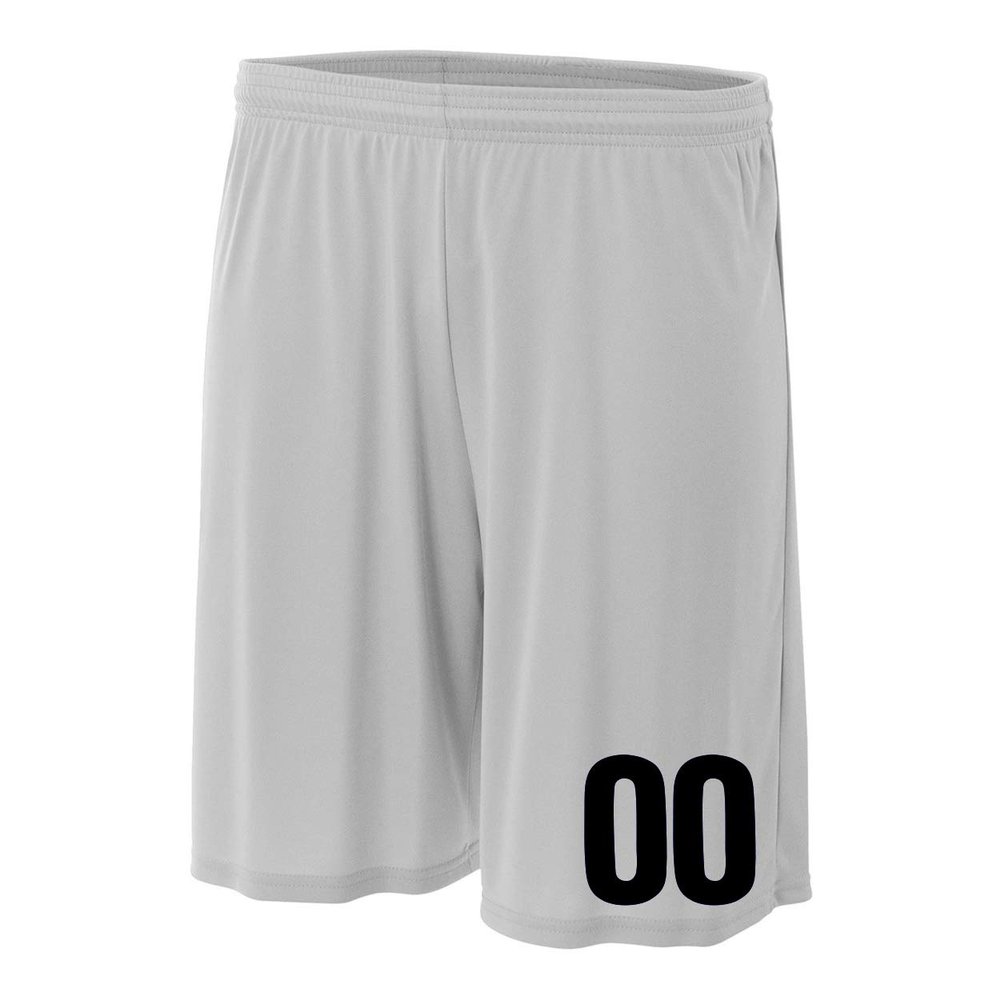 Add-On Performance Soccer Shorts with Free Numbers Youth Medium in Grey