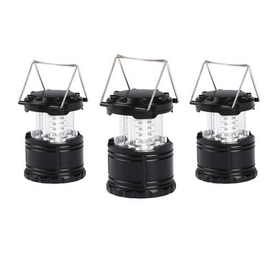 Karlscrown 3-Pack Portable Collapsible LED Camping Lanterns - Survival Kit for Hiking, Emergencies, Hurricanes, Outages, Storms, Camping, Fishing Lamp Lights (Black, Large)