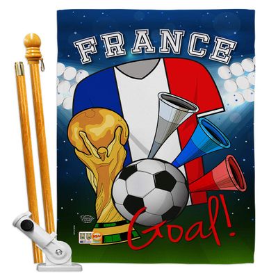 World Cup France Flags French Banner Room Wall Art Flag Poles For Outside House Patio Porch Lawn Garden Stand Tapestry Yard Signs FIFA Gifts Sports Fan Trophy Soccer Game Football Made In USA