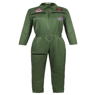 Grebrafan Pilot Costume for Women Military Flight Suit Army Coveralls Jumpsuit (Medium, Green)